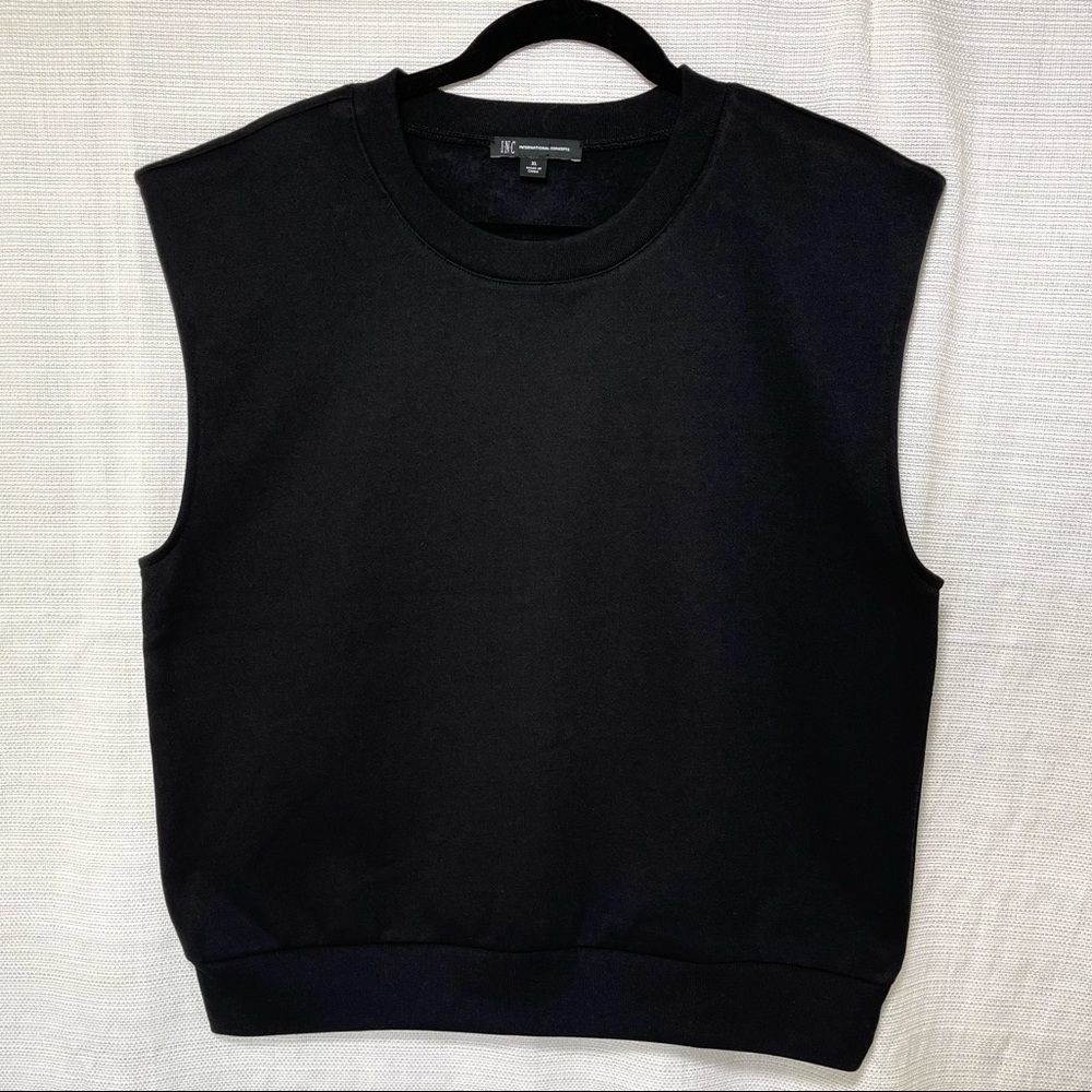 INC Women’s XL  Black Sleeveless Round Neck 60%Cotton 40%Polyester